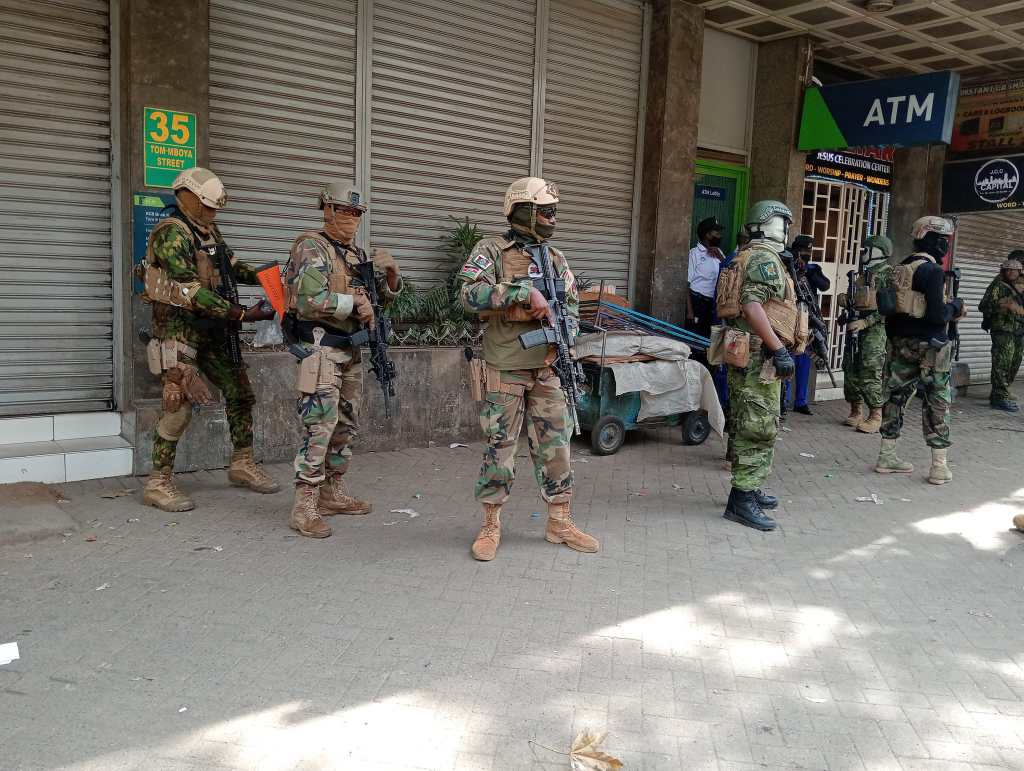 JUST IN: Recce squad have been deployed to flush out a suspected snipper who shot officer from second floor Hamburg House, Tom Mboya Street