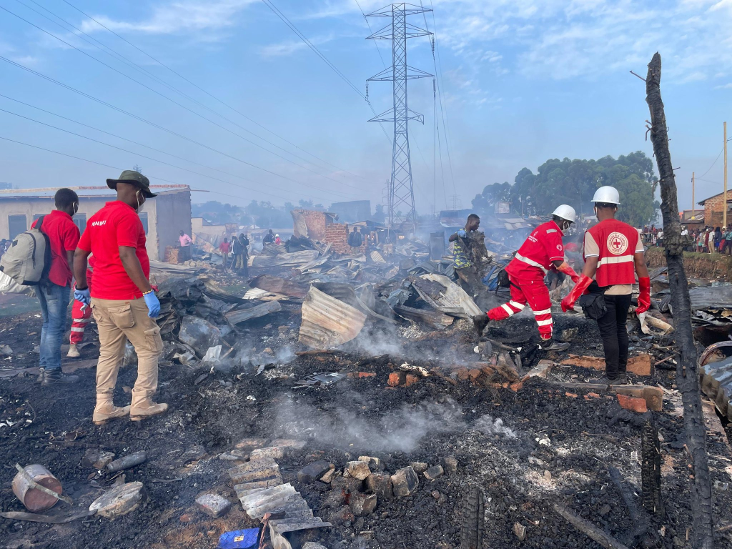 Fire outbreak in Kamwokya this morning has left one dead and many homeless