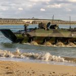 US Marines test amphibious combat vehicles in Okinawa waters